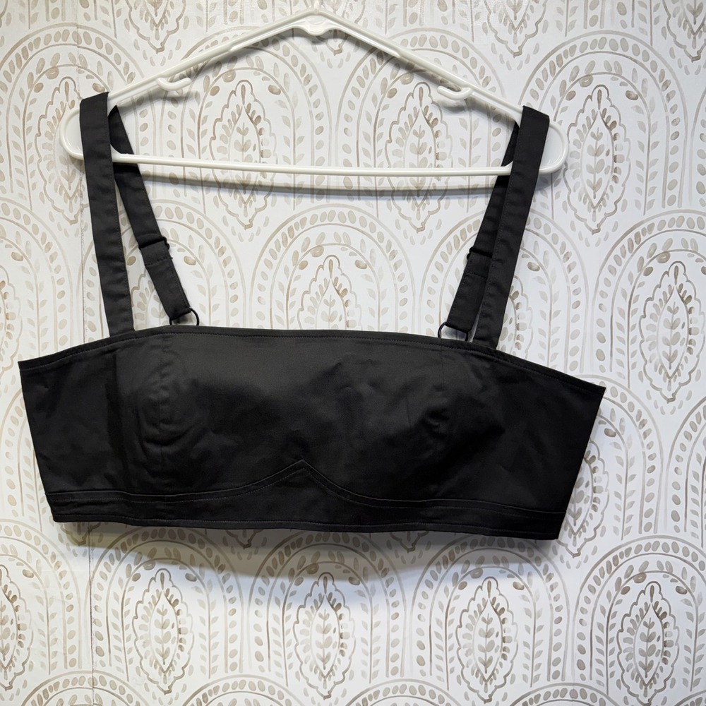 Danielle Bernstein Crop Top Women 12 Black Zip Back‎ Bralette NWT
